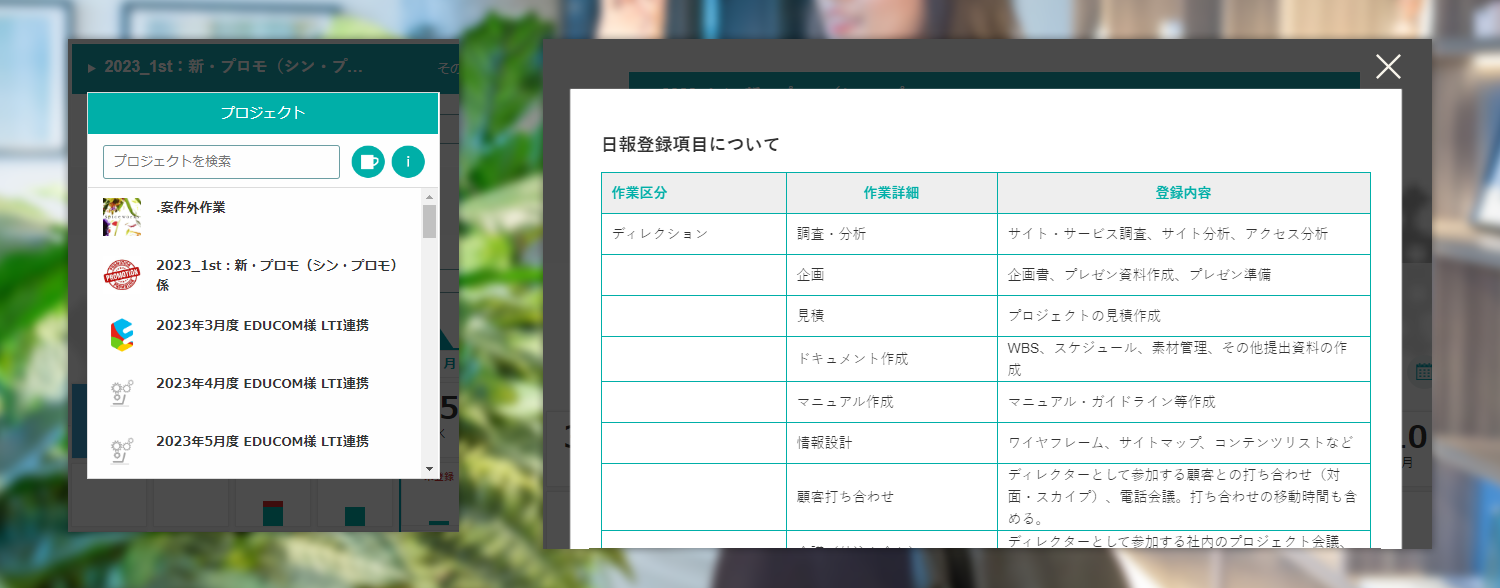 日報登録項目について